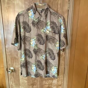Tommy Bahama Brown and Blue Floral Men's 100% Silk Shirt
